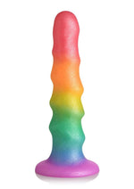 Load image into Gallery viewer, Simply Sweet Zigzag Silicone Rainbow Dildo - Multicolor
