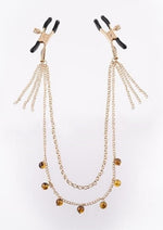 Load image into Gallery viewer, Sincerely Amber Chained Nipple Clamps - Animal Print/Gold
