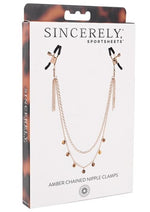 Load image into Gallery viewer, Sincerely Amber Chained Nipple Clamps - Animal Print/Gold
