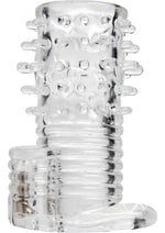 Load image into Gallery viewer, Size Matters Clear Sensations Vibrating Textured Erection Sleeve - Clear
