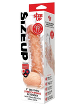 Load image into Gallery viewer, Size Up Studded Clear View Penis Extender with Ball Loop - Clear - 1in
