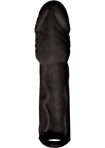 Load image into Gallery viewer, Skinsations Black Diamond Husky Lover Extension Sleeve with Scrotum Strap - Chocolate - 6.5in
