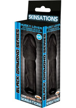 Load image into Gallery viewer, Skinsations Black Diamond Husky Lover Extension Sleeve with Scrotum Strap - Chocolate - 6.5in
