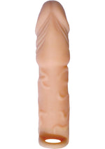 Load image into Gallery viewer, Skinsations Husky Lover Extension Sleeve with Scrotum Strap - Vanilla - 6.5in
