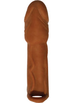 Load image into Gallery viewer, Skinsations Latin Lover Husky Lover Extension Sleeve with Scrotum Strap - Caramel - 6.5in
