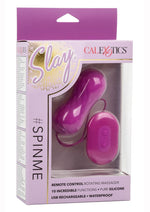 Load image into Gallery viewer, Slay #Spinme Silicone Rechargeable Rotating Vibrator with Remote Control - Purple
