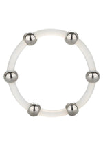 Load image into Gallery viewer, Steel Beaded Silicone Cock Ring - Clear - Large/XLarge
