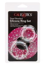 Load image into Gallery viewer, Steel Beaded Silicone Ring - Clear - Large/XLarge - 2 Per Set/Set
