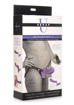 Load image into Gallery viewer, Strap U 28x Rechargeable Silicone 28x Large Double Dildo with Harness and Remote Control - Purple
