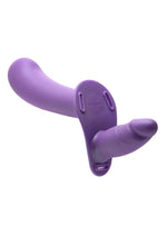Load image into Gallery viewer, Strap U 28x Rechargeable Silicone 28x Large Double Dildo with Harness and Remote Control - Purple
