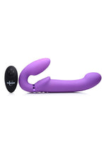 Load image into Gallery viewer, Strap U Ergo-Fit G-Pulse Silicone Rechargeable 10x Dual Dildo Strapless Strap-On with Remote Control - Purple
