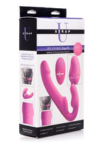 Load image into Gallery viewer, Strap U Evoke Ergo Fit Inflatable and Vibrating Silicone Strapless Strap-On with Remote Control - Pink
