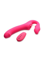 Load image into Gallery viewer, Strap U Licking Vibrating Rechargeable Silicone Strapless Strap-On with Remote Control - Pink
