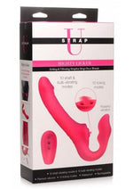 Load image into Gallery viewer, Strap U Licking Vibrating Rechargeable Silicone Strapless Strap-On with Remote Control - Pink
