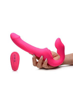 Load image into Gallery viewer, Strap U Licking Vibrating Rechargeable Silicone Strapless Strap-On with Remote Control
