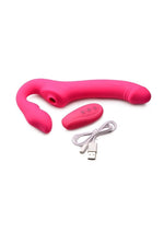 Load image into Gallery viewer, Strap U Licking Vibrating Rechargeable Silicone Strapless Strap-On with Remote Control
