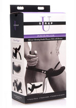 Load image into Gallery viewer, Strap U Power Pegger Silicone Vibrating Double Pleasure 6.5in Dildo with Harness - Black
