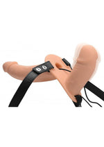 Load image into Gallery viewer, Strap U Power Pegger Silicone Vibrating Double Pleasure 6.5in Dildo with Harness - Flesh/Vanilla

