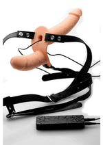 Load image into Gallery viewer, Strap U Power Pegger Silicone Vibrating Double Pleasure 6.5in Dildo with Harness

