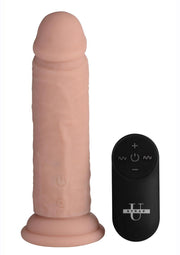 Strap U Power Player 28x Vibrating Rechargeable Silicone Dildo with Remote Control - Vanilla