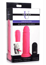 Load image into Gallery viewer, Strap U Power Player 28x Vibrating Silicone Rechargeable Dildo 6.5in with Remote Control - Pink

