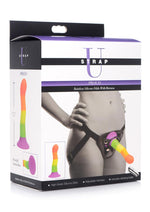 Load image into Gallery viewer, Strap U Proud Rainbow Silicone Dildo with Harness - Multicolor
