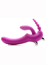 Load image into Gallery viewer, Strap U Regal Rider Vibrating Silicone Strapless Strap-On Triple G 6in Dildo - Purple
