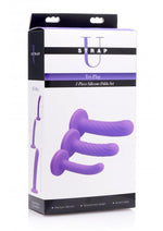 Load image into Gallery viewer, Strap U Tri-Play 3 Piece Silicone Dildo - Purple - Set
