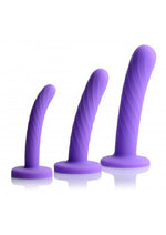 Load image into Gallery viewer, Strap U Tri-Play 3 Piece Silicone Dildo - Purple - Set
