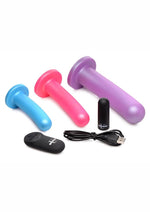 Load image into Gallery viewer, Strap U Triple Peg 28x Vibrating Rechargeable Silicone Dildo Set with Remote Control
