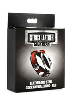 Load image into Gallery viewer, Strict Leather Cock Gear Leather and Steel Cock and Ball Ring - Metal/Red
