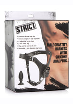 Load image into Gallery viewer, Strict Male Chastity Harness with Silicone Anal Plug - Black