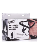 Load image into Gallery viewer, Strict Male Harness with Silicone Anal Plug - Black
