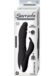 Surenda Rabbit Lover and Dildo Rechargeable Silicone Vibrator - Black