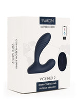 Load image into Gallery viewer, Svakom Vick Neo 2 App Compatible Rechargeable Silicone Warming Dual Stimulating Prostate Vibrator with Remote Control - Blue/Gold/Navy Blue
