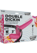 Load image into Gallery viewer, Sweet Sex Double Dickin Vibrating Silicone Double Dildo Strap-On - Black/Pink
