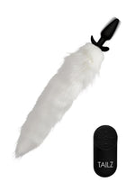 Load image into Gallery viewer, Tailz Vibrating White Fox Tail Slender Anal Plug