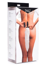 Load image into Gallery viewer, Tailz Vibrating White Fox Tail Slender Anal Plug - White