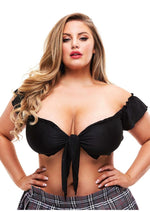 Load image into Gallery viewer, Teacher&#39;s Pet Schoolgirl Tie Top - Black - XLarge
