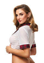 Load image into Gallery viewer, Teacher&#39;s Pet Schoolgirl Top - Red/Wine - One Size
