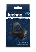 Load image into Gallery viewer, Techno Strobe Rechargeable Silicone App Compatible Cock Ring - Black
