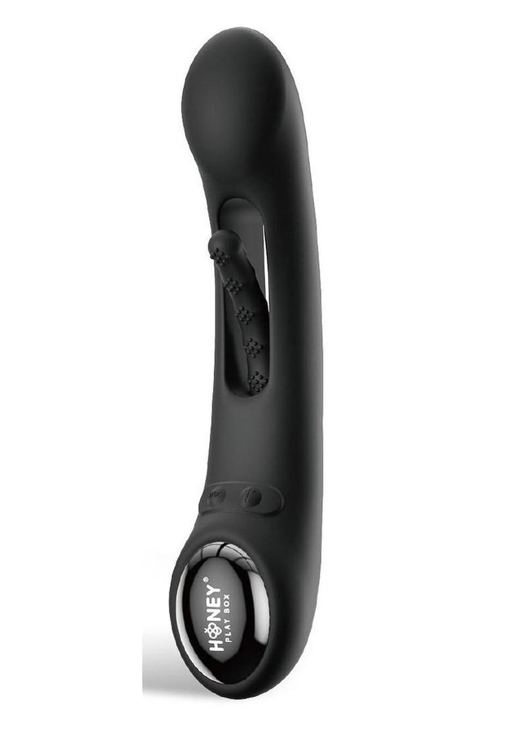 Tempo Pressure Sensing App Controlled Kinky Finger Tapping Rechargeable Silicone G-Spot Vibrator - Black