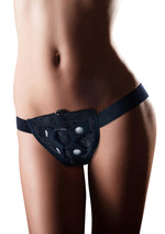 Load image into Gallery viewer, Temptasia Lovelace Harness with Bullet - Black
