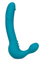 Load image into Gallery viewer, Temptasia Luna Strapless Silicone Vibrating Dildo with Rechargeable Bullet - Teal - 9in
