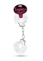 Load image into Gallery viewer, Temptasia Plush Fur Cuffs - Metal/White
