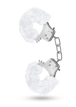 Load image into Gallery viewer, Temptasia Plush Fur Cuffs - Metal/White
