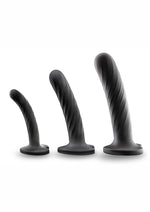 Load image into Gallery viewer, Temptasia Twist Silicone Dildo Kit - Black - Set Of 3
