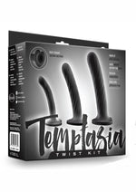 Load image into Gallery viewer, Temptasia Twist Silicone Dildo Kit - Black - Set Of 3
