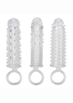 Load image into Gallery viewer, Textured Extension Set Penis Sleeves - Clear - 3 Piece
