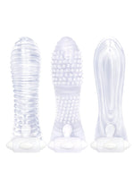 Load image into Gallery viewer, The 9&#39;s - Vibrating Sextenders, 3-Pack, Nubbed, Contoured, Ribbed - Clear
